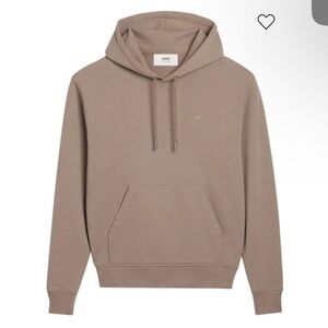 Ami Alexandre Mattiussi De Coeur Taupe Brown Hoodie Small